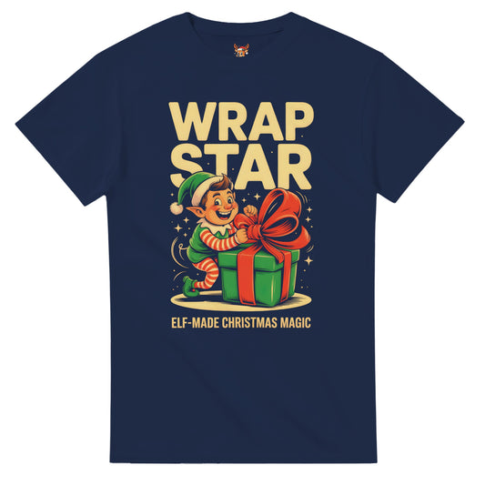 Unisex shirt with elf design in black or navy.