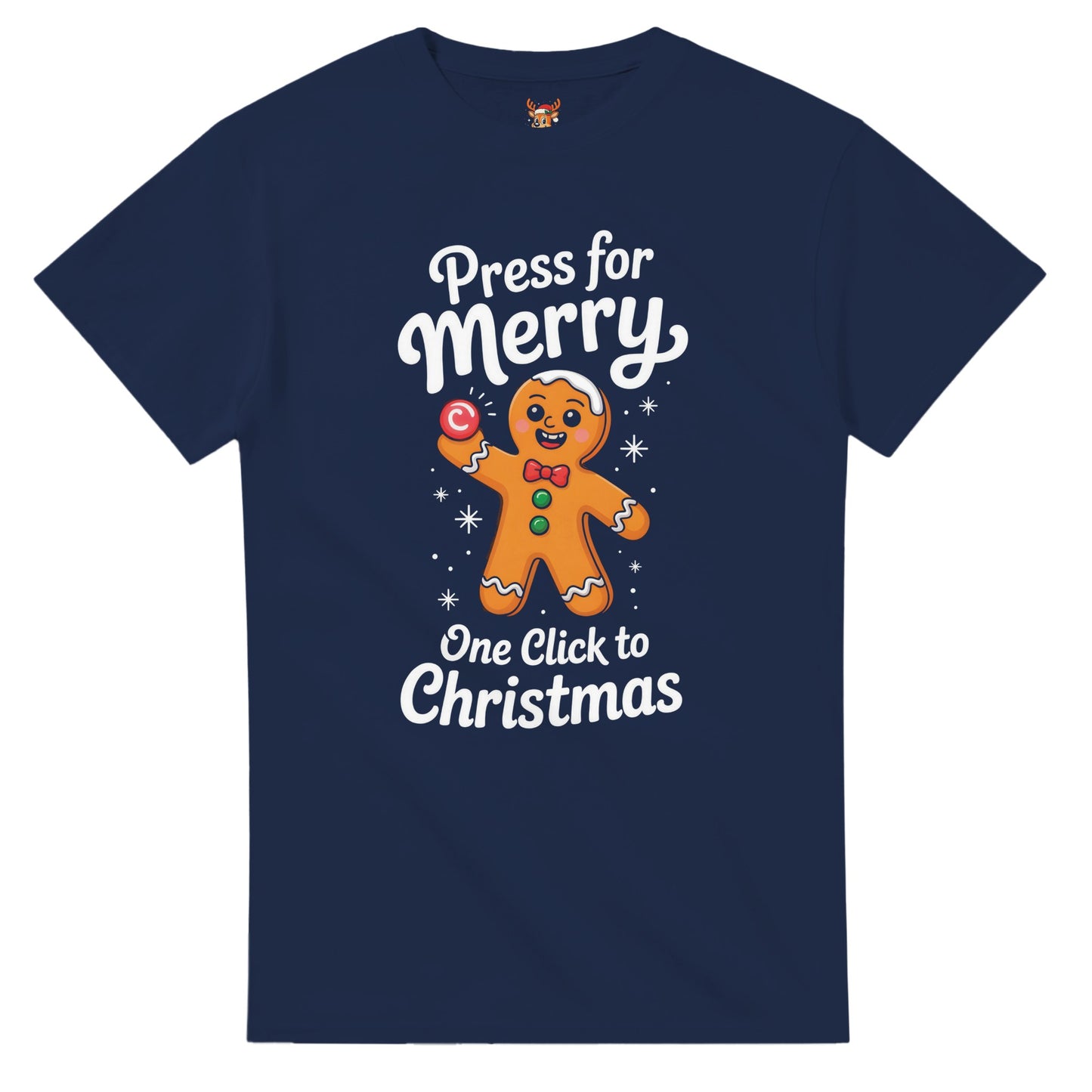 Unisex shirt with gingerbread design in black or navy.