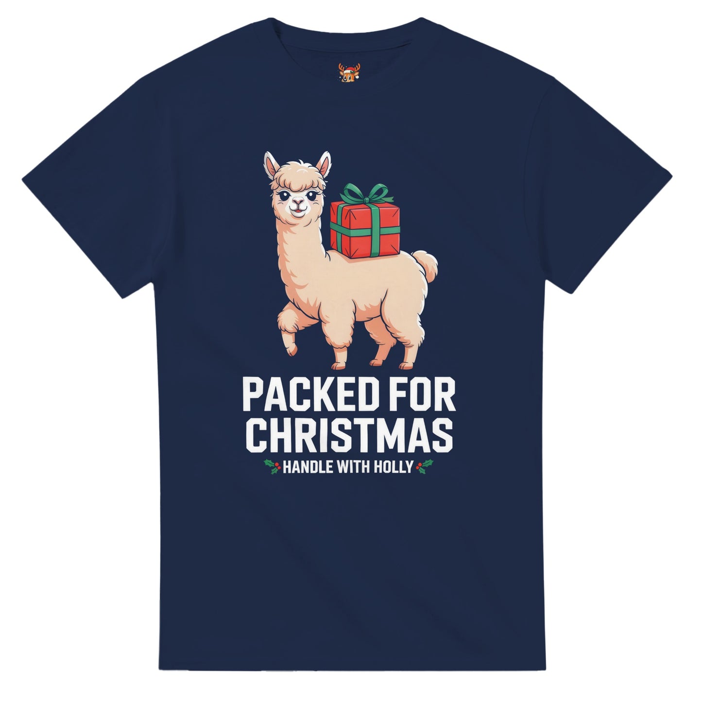 Unisex shirt with llama design in black or navy.