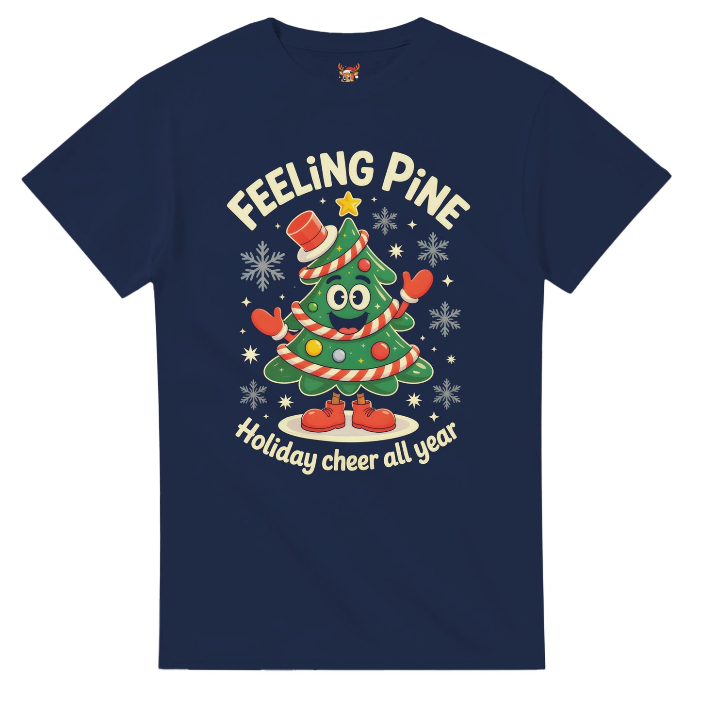 Unisex shirt with Christmas tree design in black or navy.