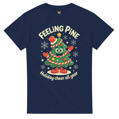 Unisex shirt with Christmas tree design in black or navy.