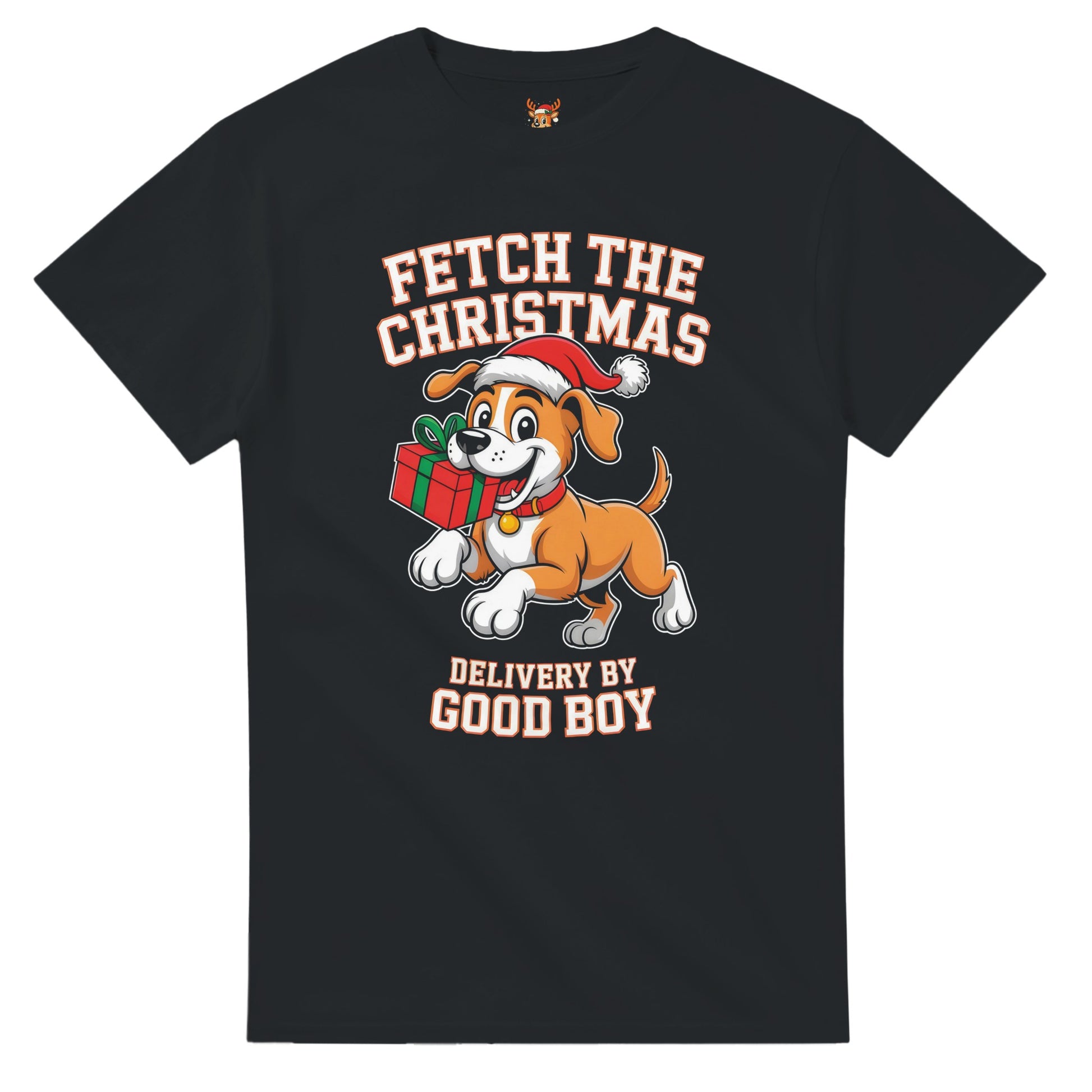 Unisex shirt with dog design in black or navy.