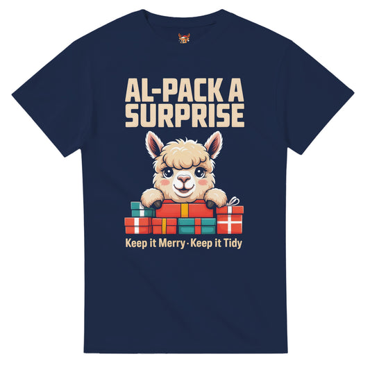 Unisex shirt with alpaca design in black or navy.