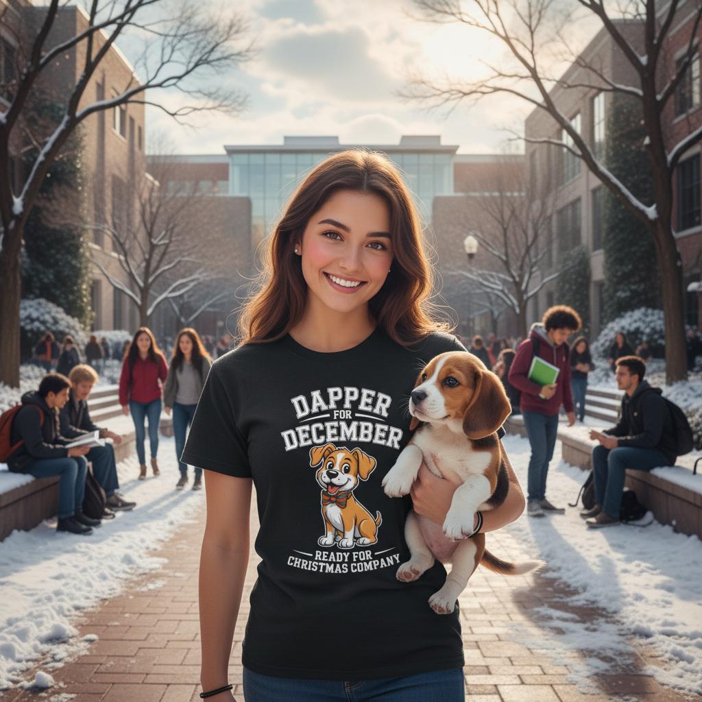 Unisex shirt with dog design in black or navy.