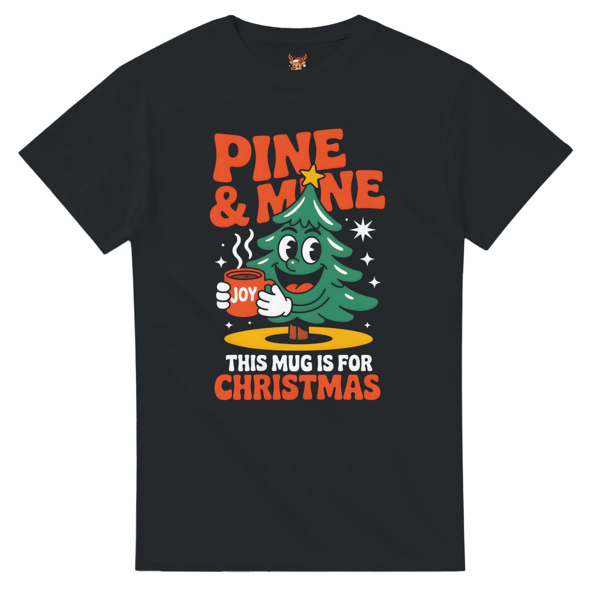 Unisex shirt with Christmas tree design in black or navy.