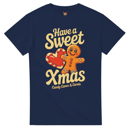 Unisex shirt with gingerbread design in black or navy.