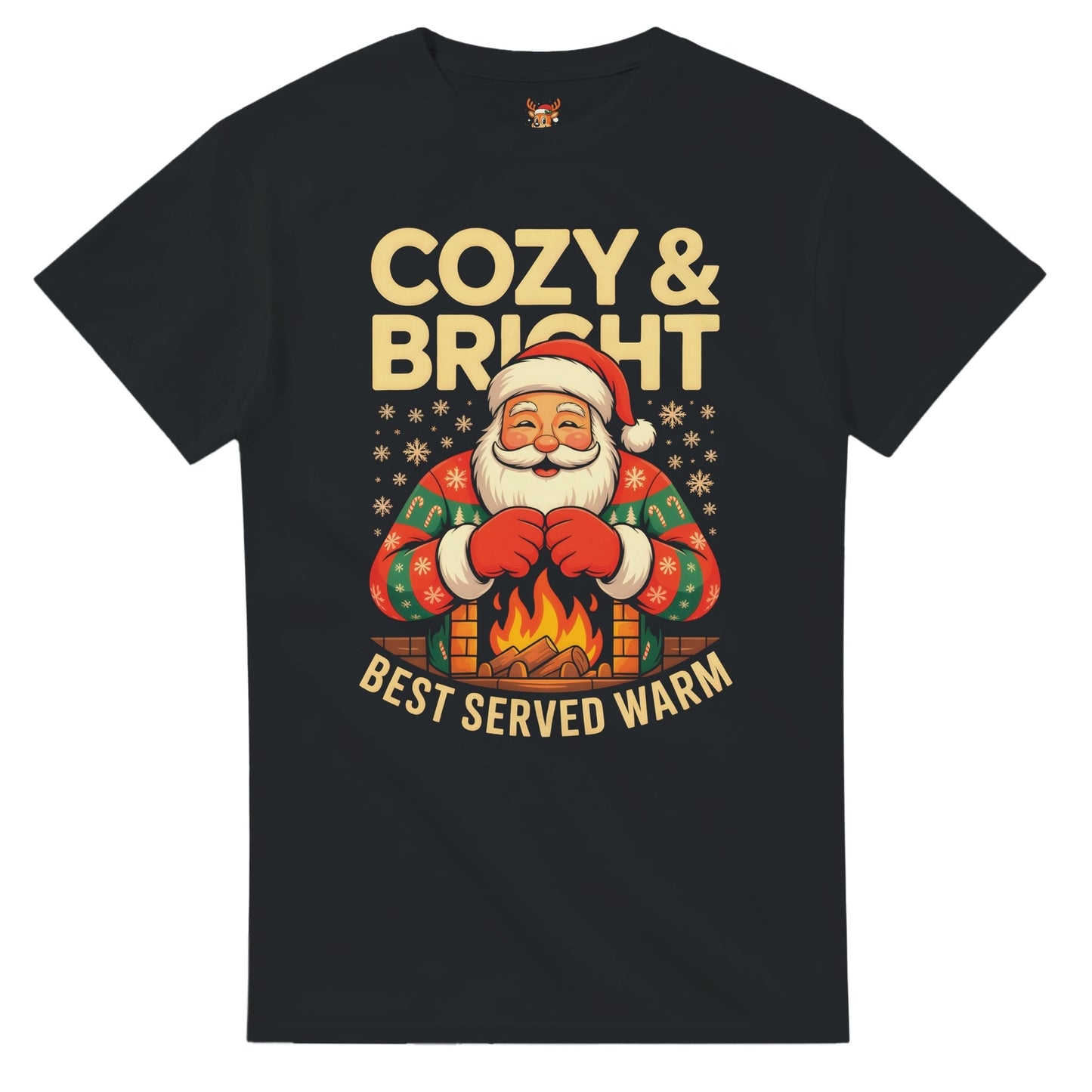 Unisex shirt with Santa design in black or navy.