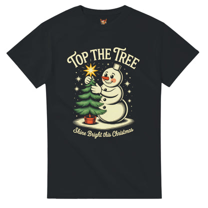 Unisex shirt with snowman design in black or navy.