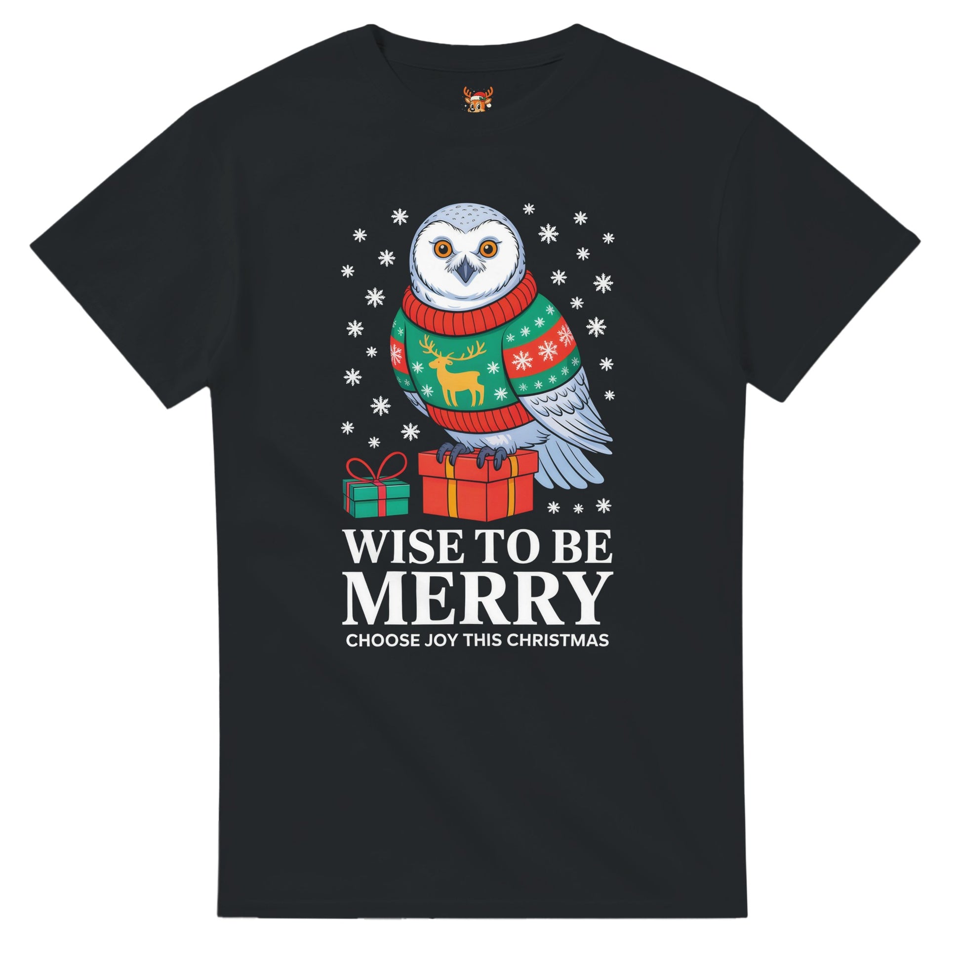 Unisex shirt with owl design in black or navy.