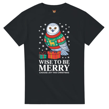 Unisex shirt with owl design in black or navy.