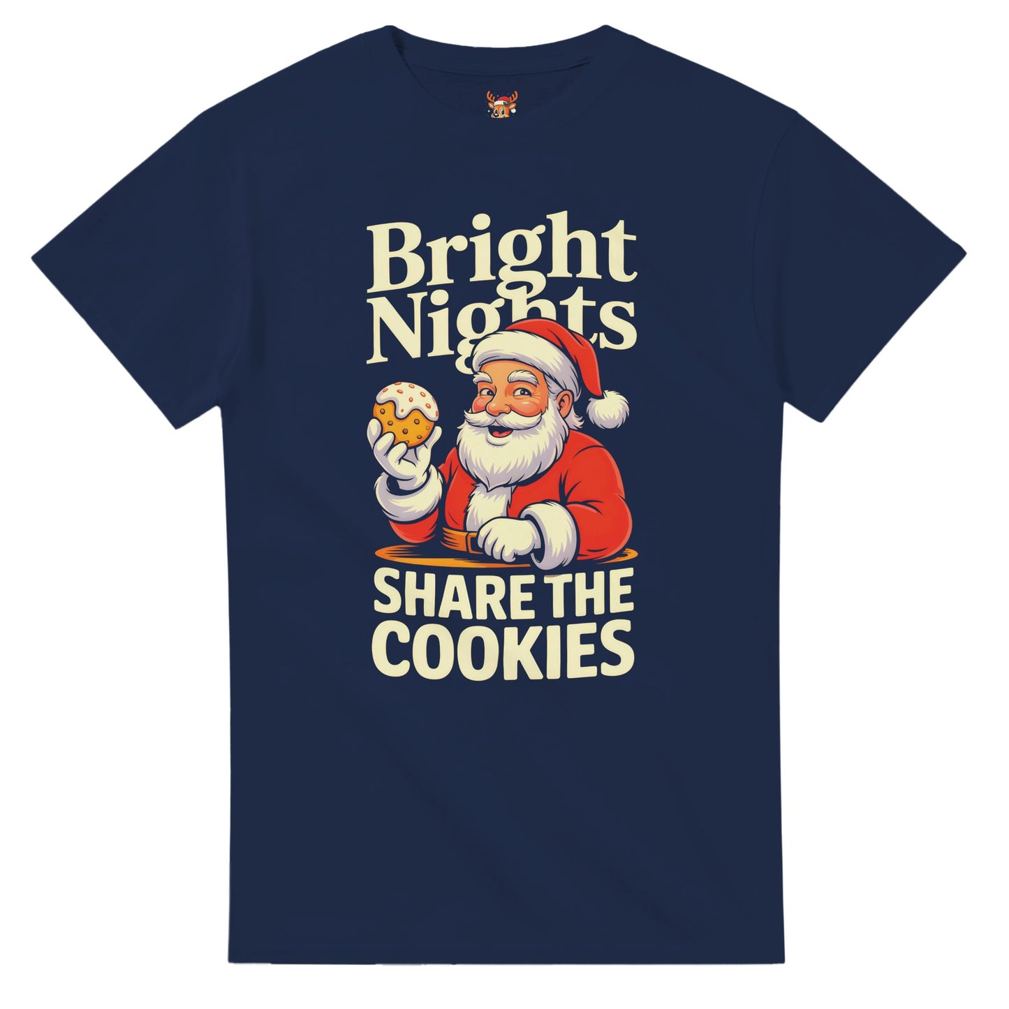 Unisex shirt with Santa design in black or navy.