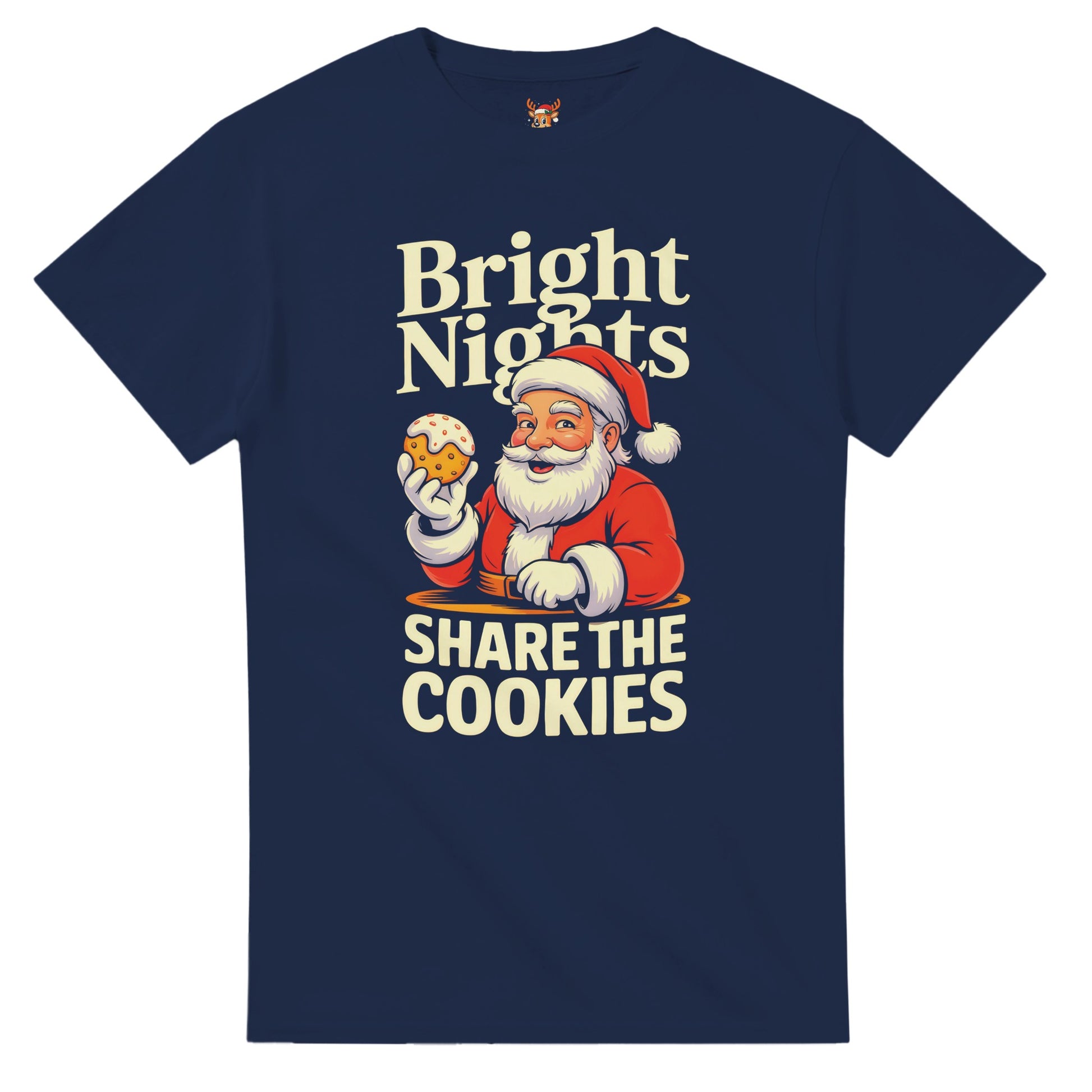 Unisex shirt with Santa design in black or navy.