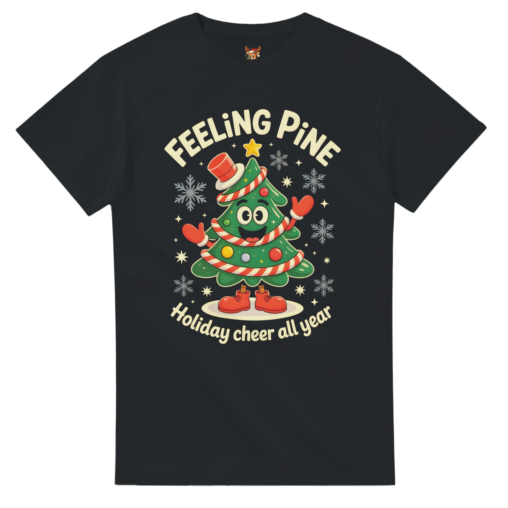 Unisex shirt with Christmas tree design in black or navy.