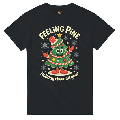 Unisex shirt with Christmas tree design in black or navy.