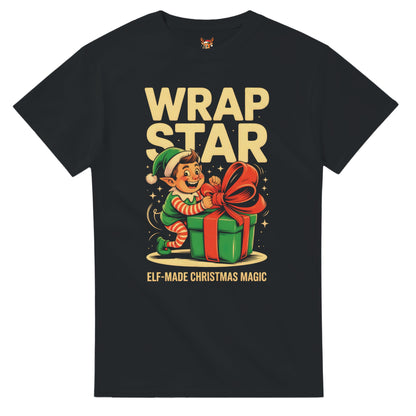 Unisex shirt with elf design in black or navy.