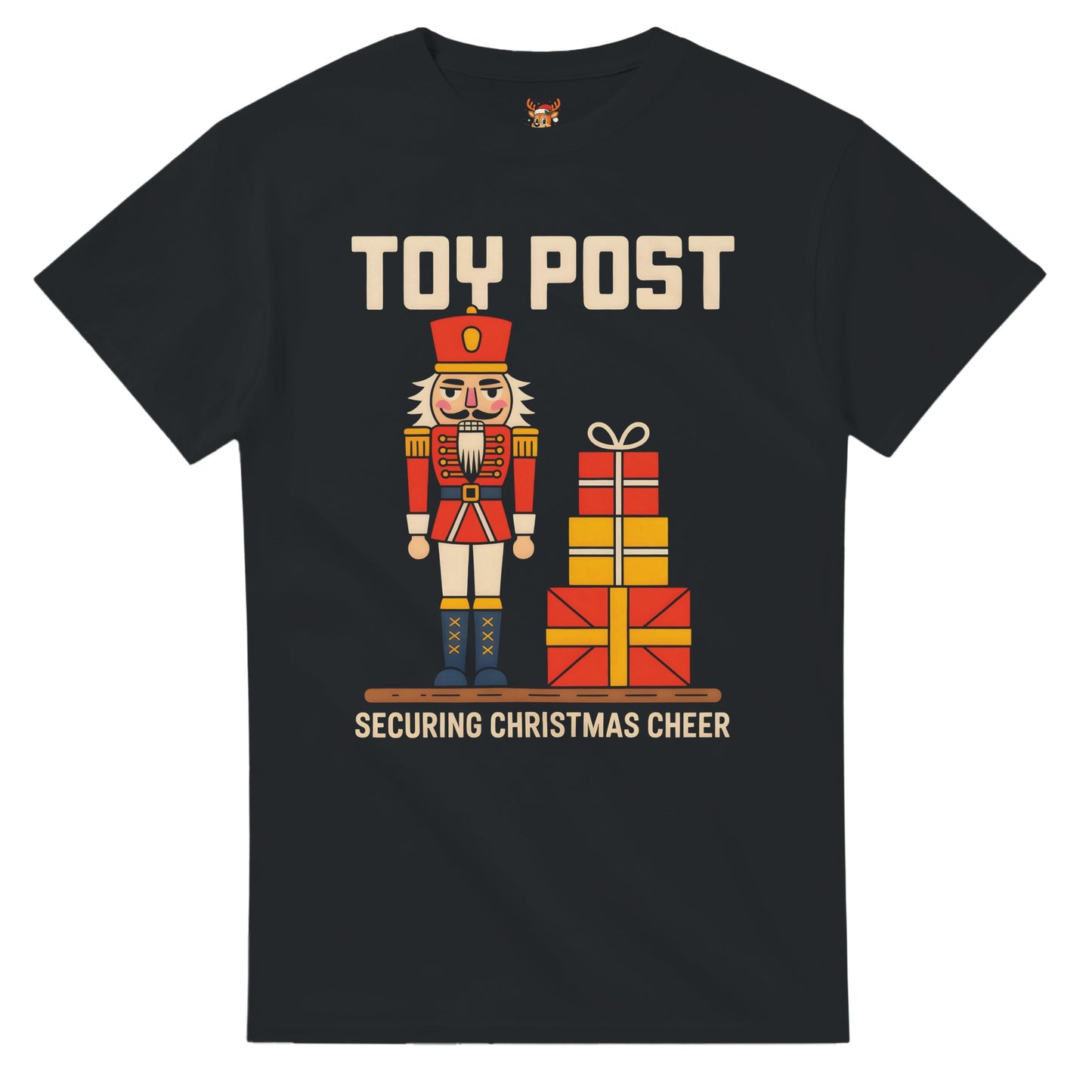 Unisex shirt with nutcracker design in black or navy.