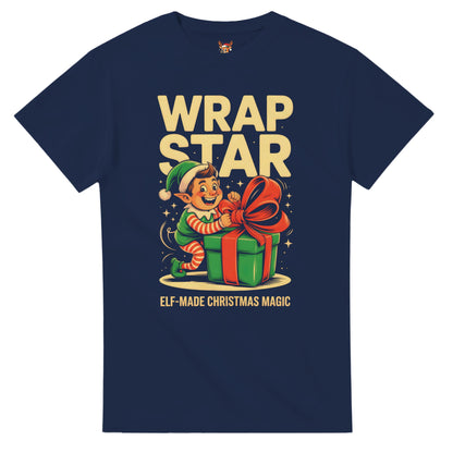 Unisex shirt with elf design in black or navy.