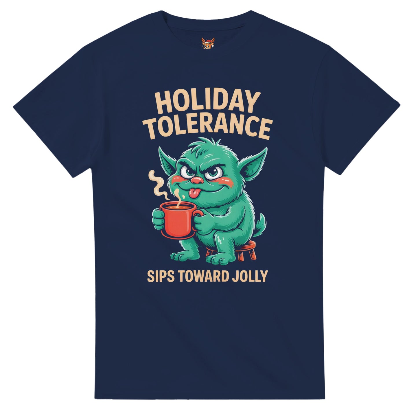 Unisex shirt with goblin design in black or navy.