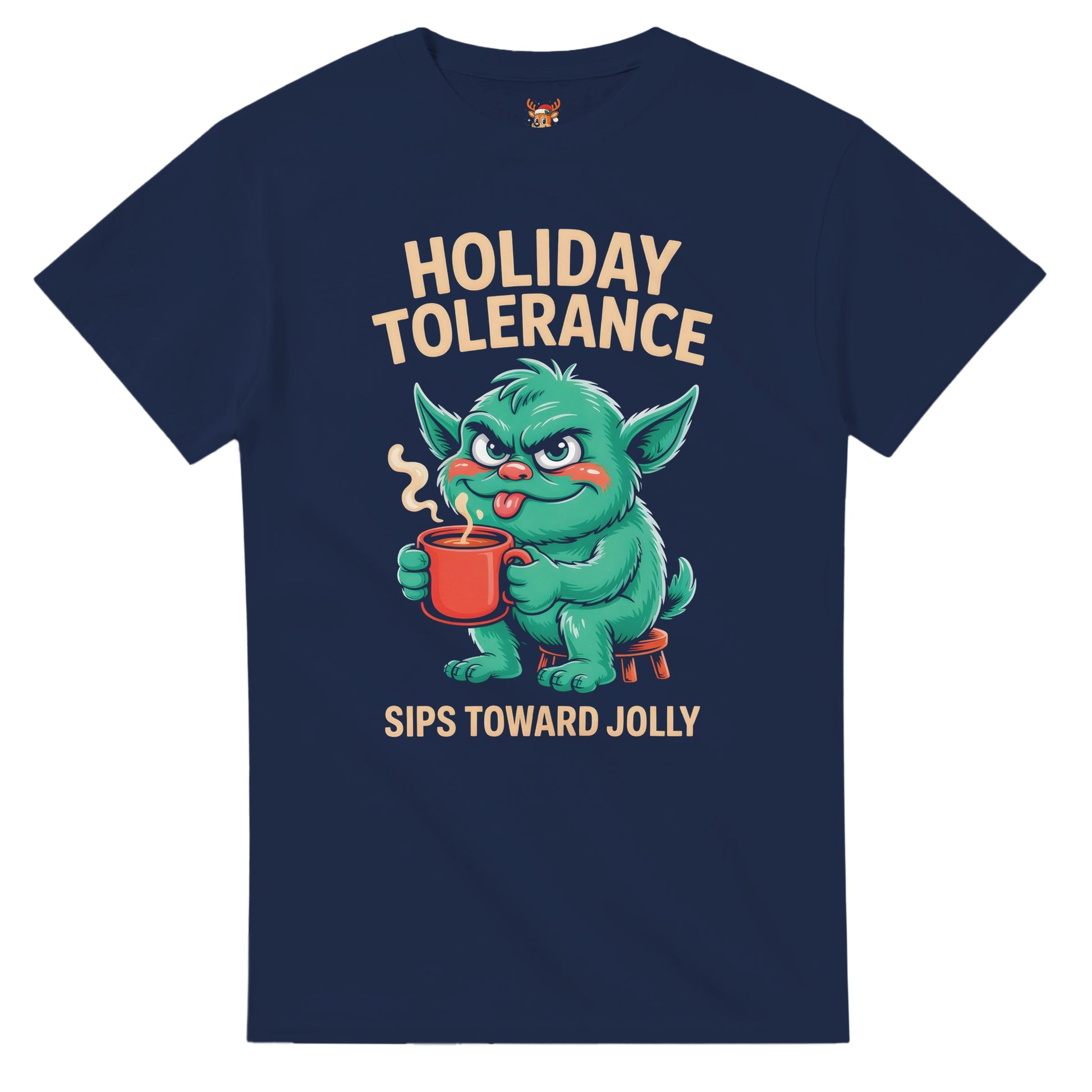 Unisex shirt with goblin design in black or navy.