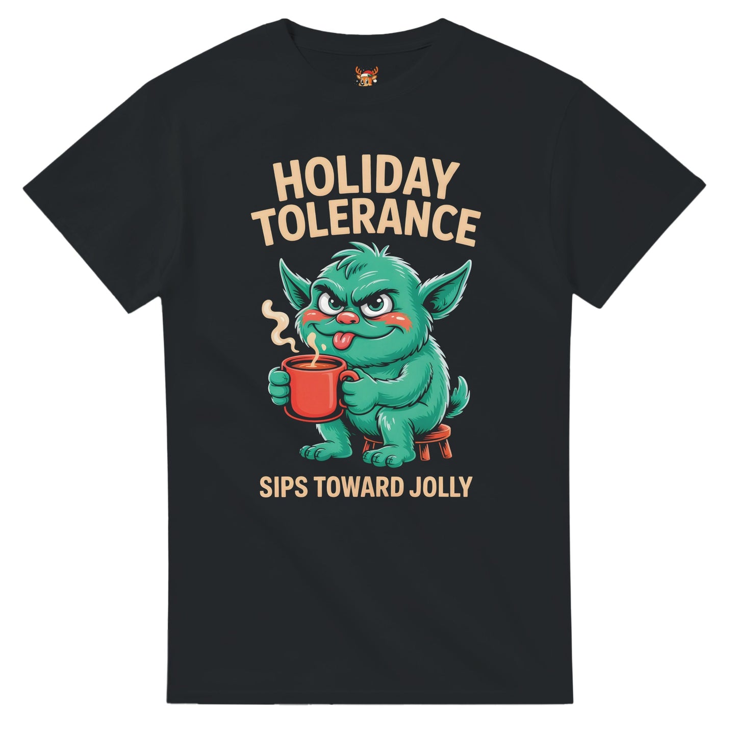 Unisex shirt with goblin design in black or navy.