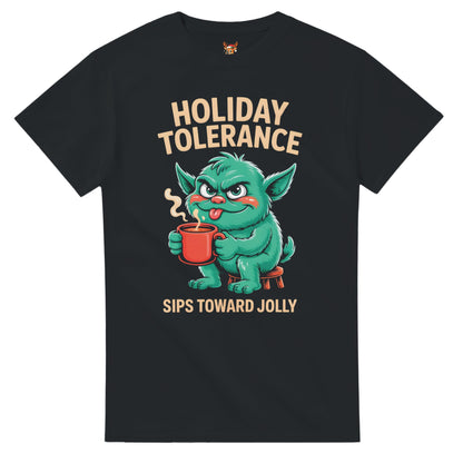 Unisex shirt with goblin design in black or navy.