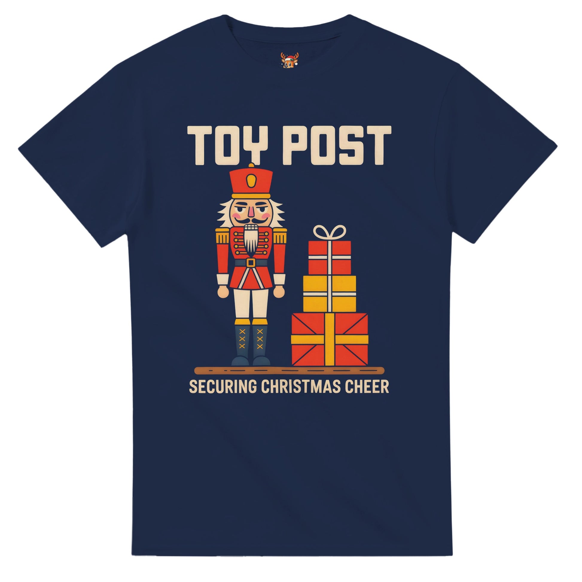 Unisex shirt with nutcracker design in black or navy.