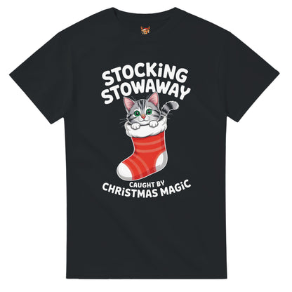 Unisex shirt with cat design in black or navy.