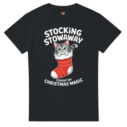 Unisex shirt with cat design in black or navy.