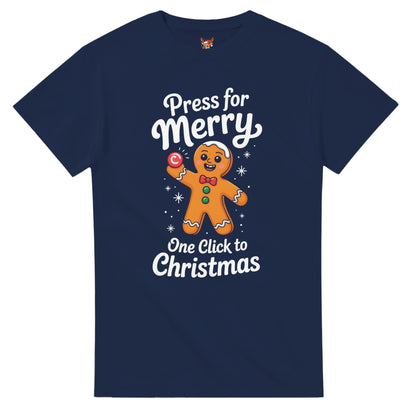Unisex shirt with gingerbread design in black or navy.