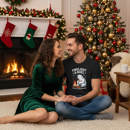 Unisex shirt with polar bear design in black or navy.