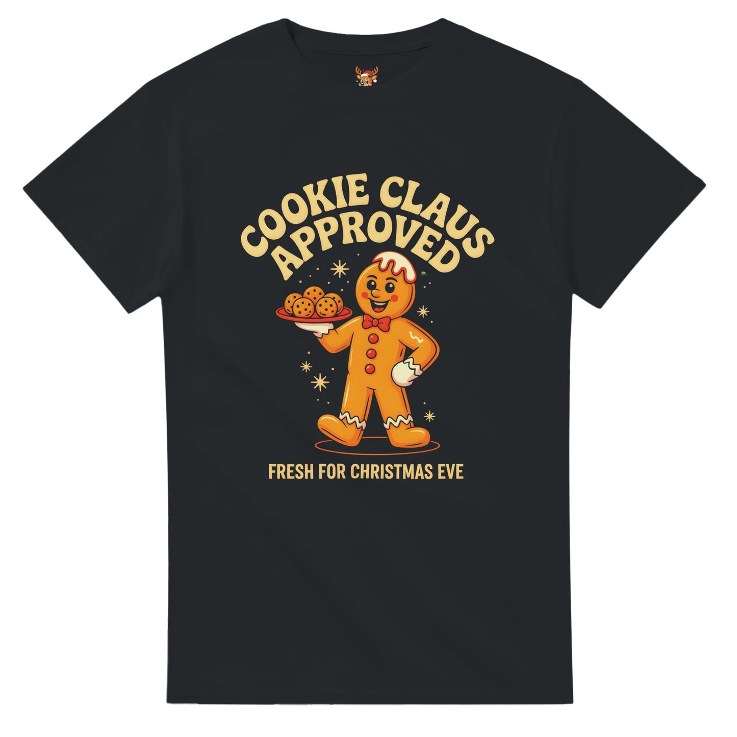 Unisex shirt with gingerbread design in black or navy.