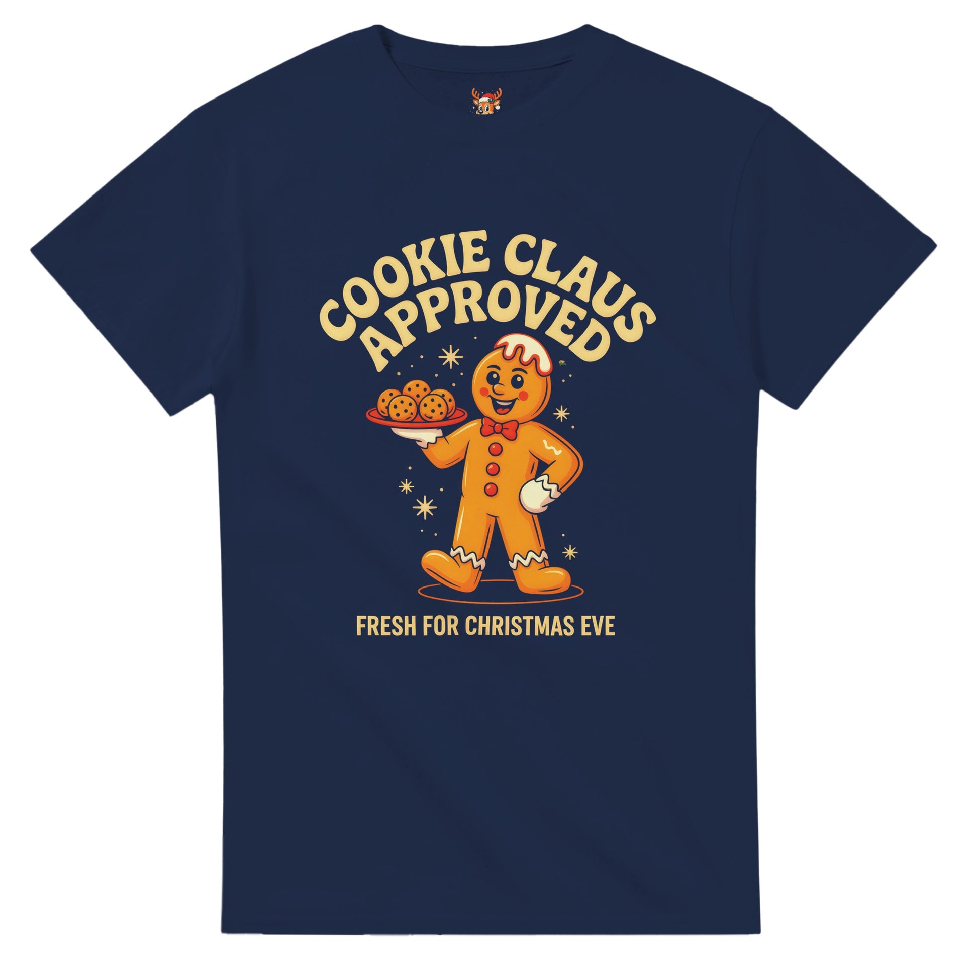 Unisex shirt with gingerbread design in black or navy.