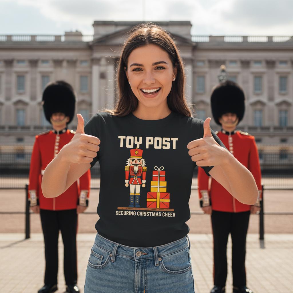 Unisex shirt with nutcracker design in black or navy.