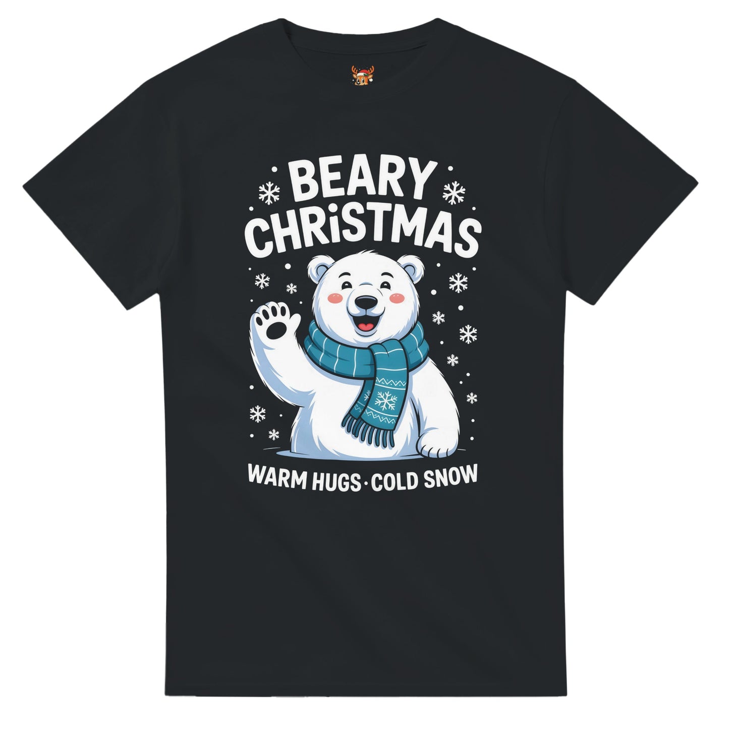 Unisex shirt with polar bear design in black or navy.
