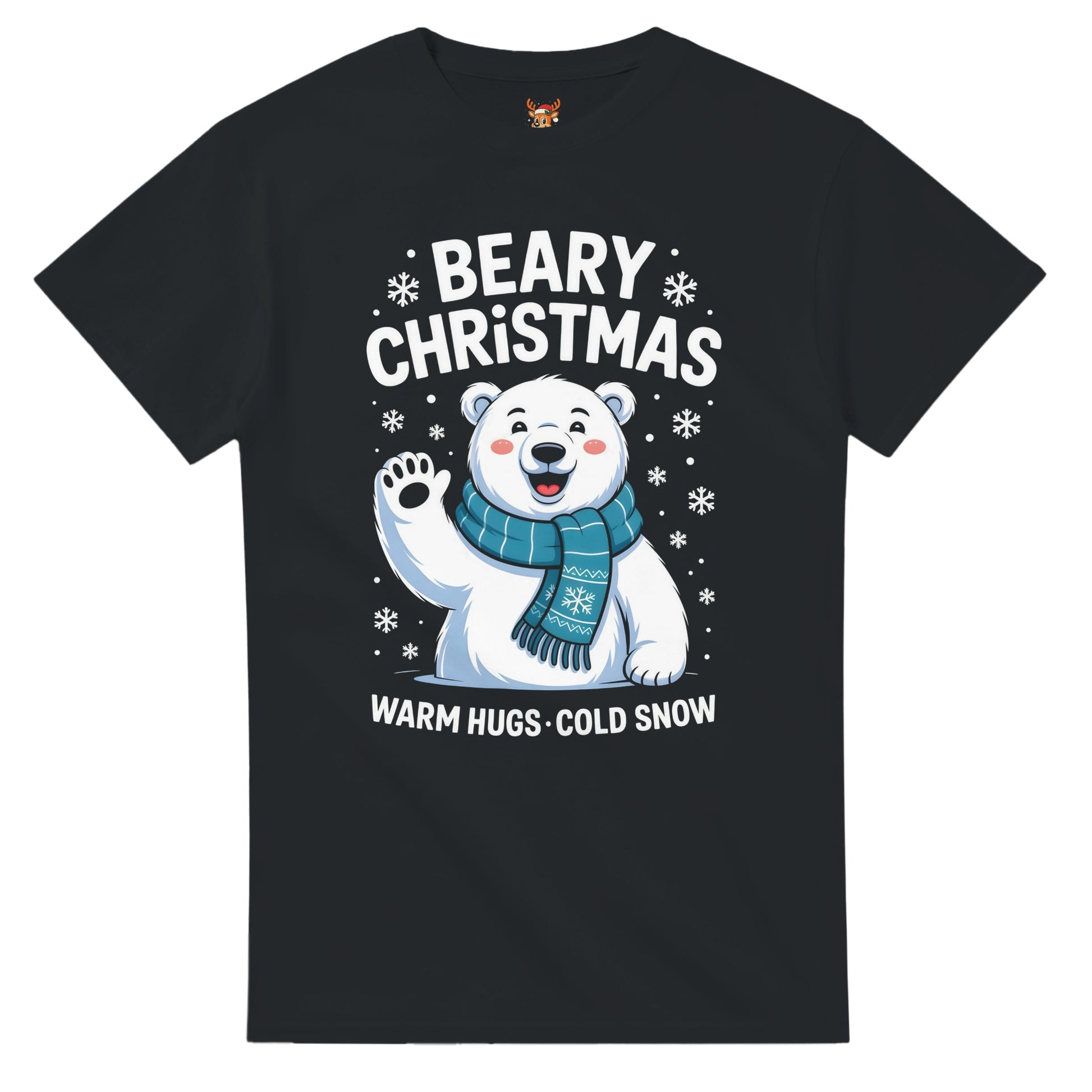 Unisex shirt with polar bear design in black or navy.