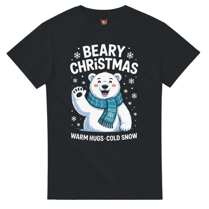 Unisex shirt with polar bear design in black or navy.