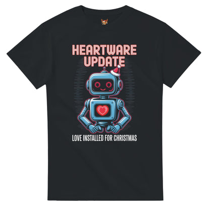 Unisex shirt with geeky robot design in black or navy.