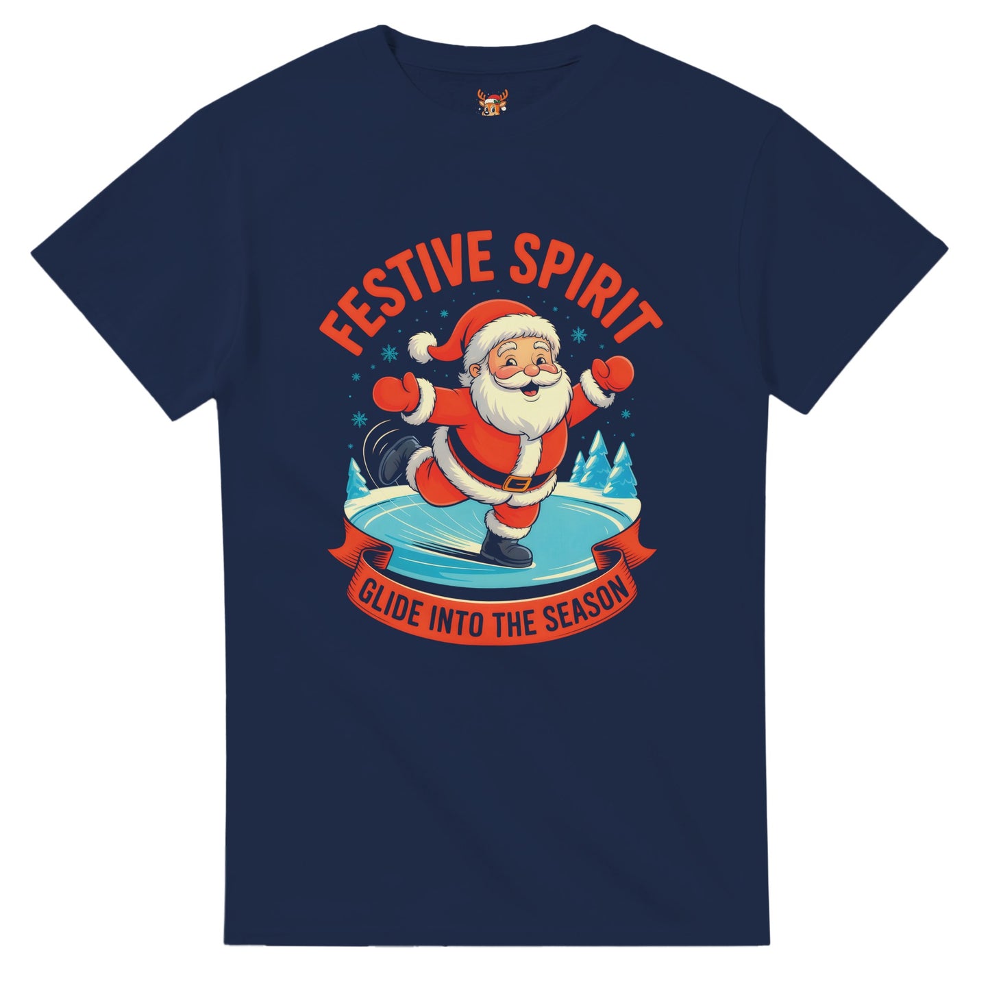 Unisex shirt with Santa design in black or navy.