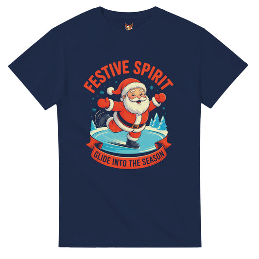 Unisex shirt with Santa design in black or navy.