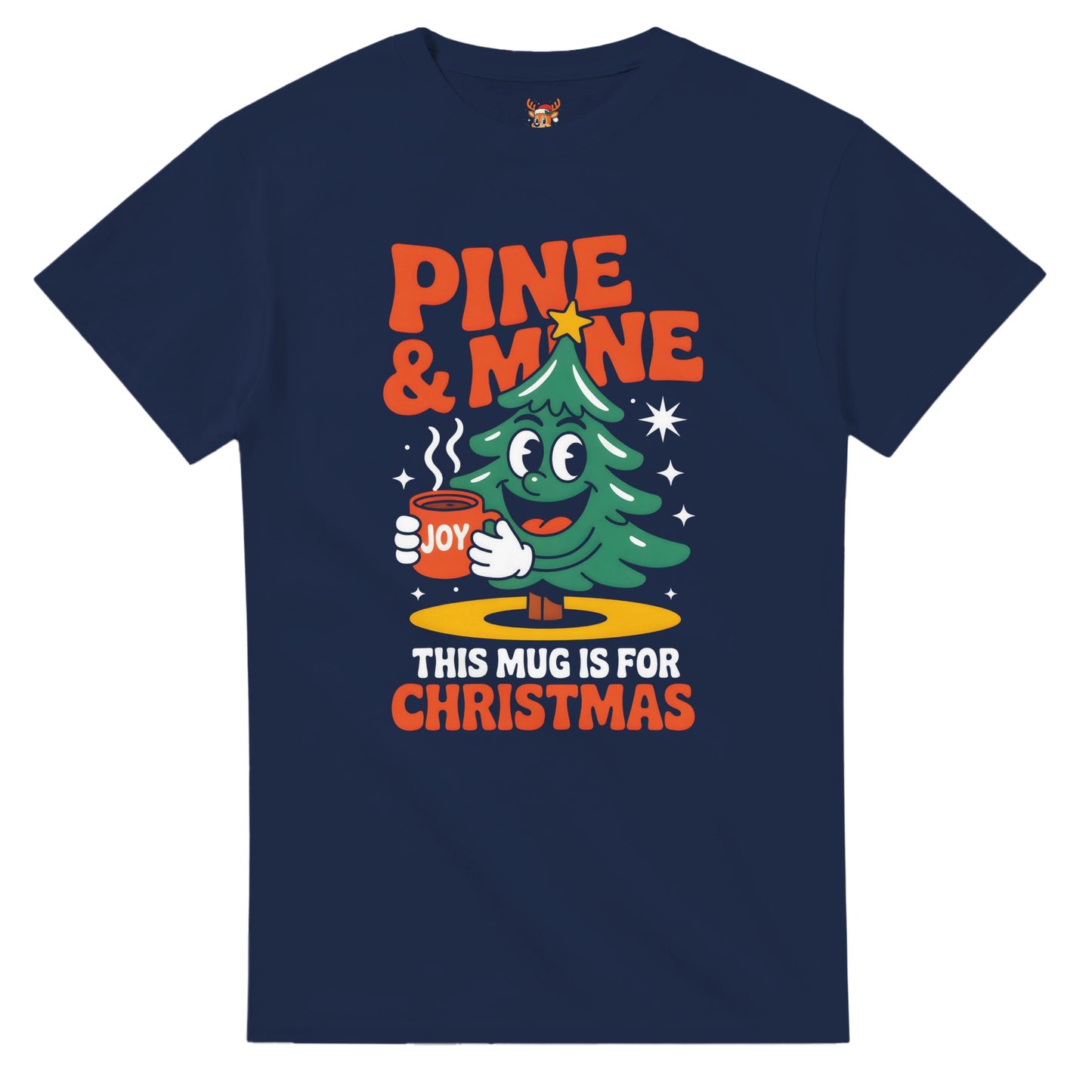 Unisex shirt with Christmas tree design in black or navy.