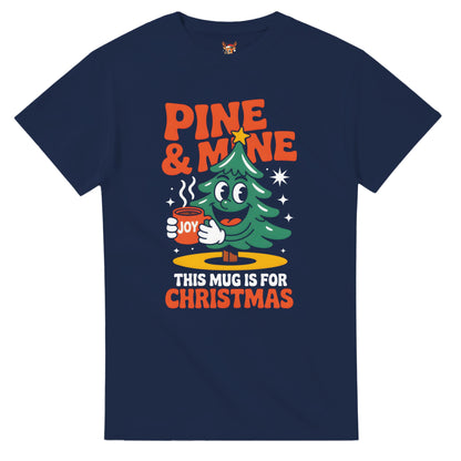 Unisex shirt with Christmas tree design in black or navy.