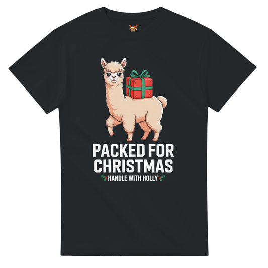 Unisex shirt with llama design in black or navy.