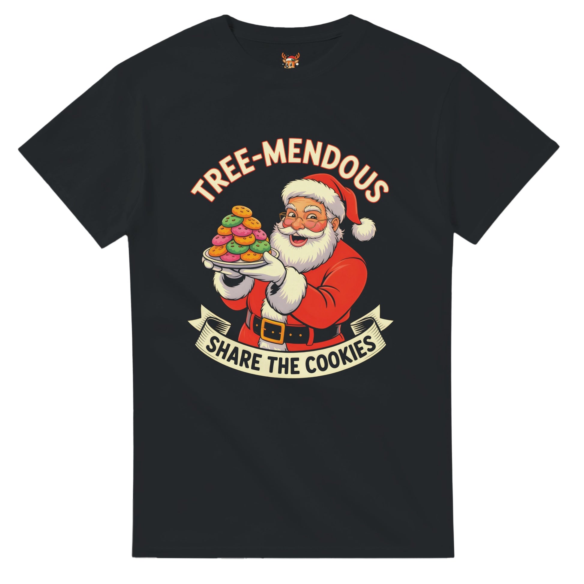 Unisex shirt with Santa design in black or navy.