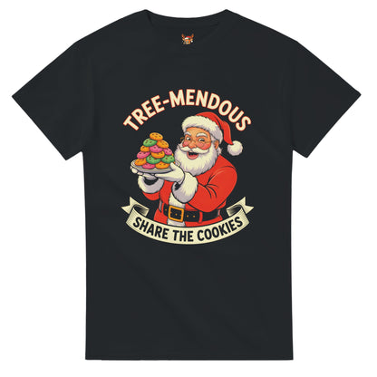 Unisex shirt with Santa design in black or navy.