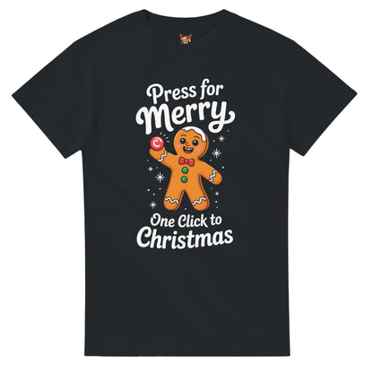 Unisex shirt with gingerbread design in black or navy.