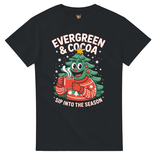 Unisex shirt with Christmas tree design in black or navy.