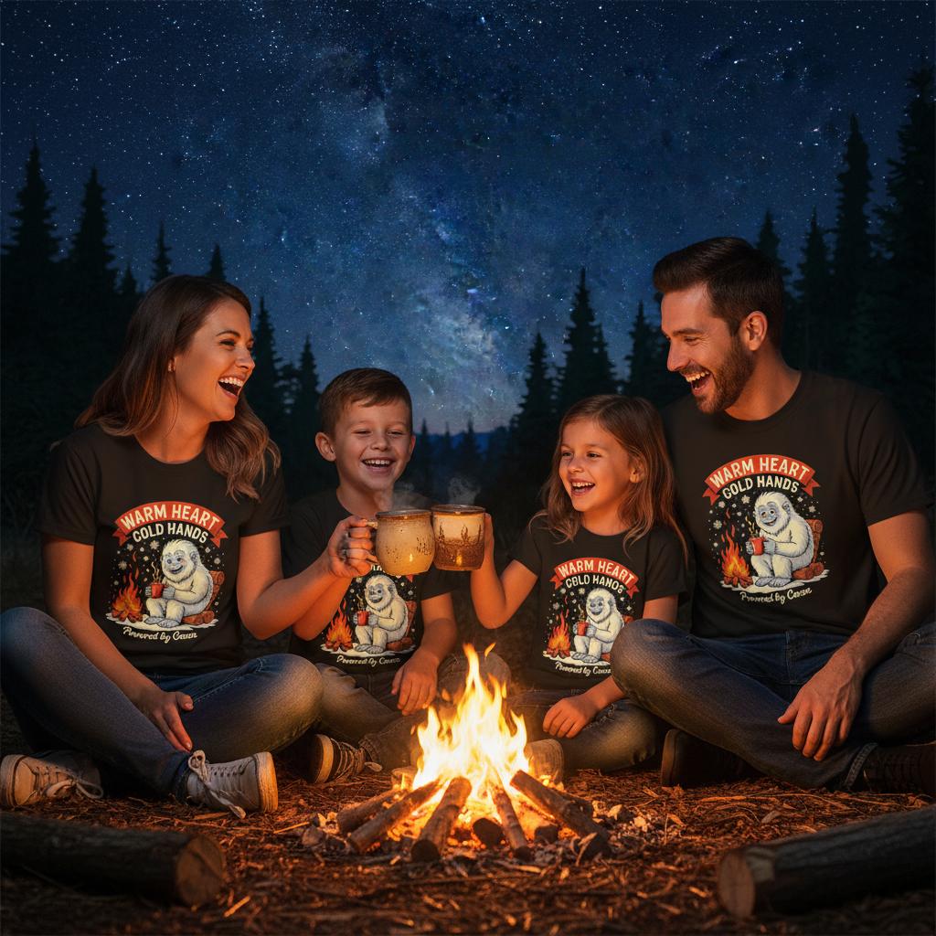 Unisex shirt with yeti design in black or navy.