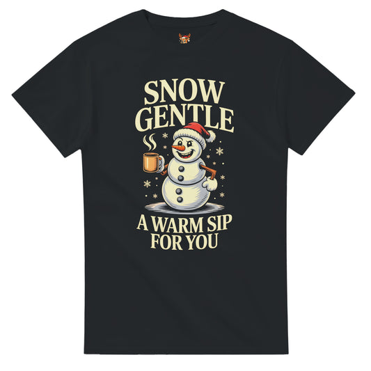 Unisex shirt with snowman design in black or navy.