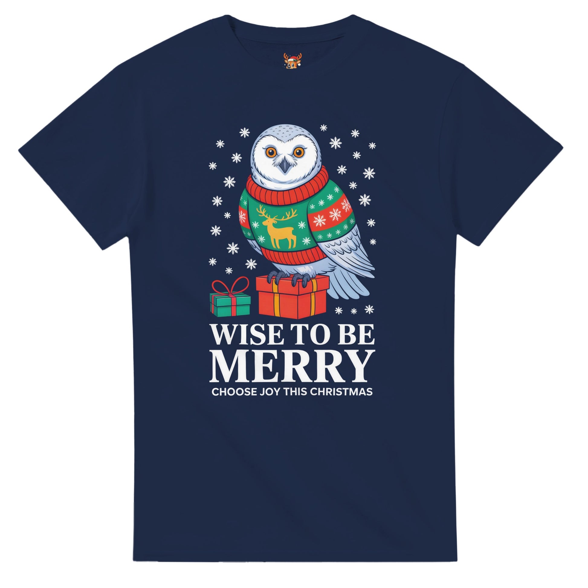 Unisex shirt with owl design in black or navy.