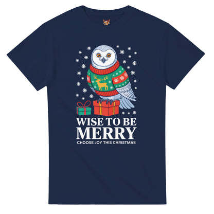 Unisex shirt with owl design in black or navy.